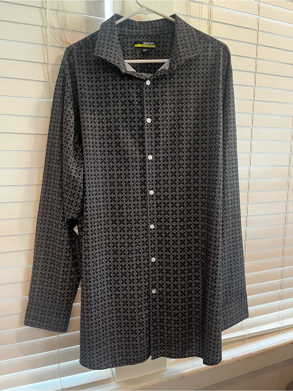 Murano Men's Black Geometric Print Button-Down Shirt